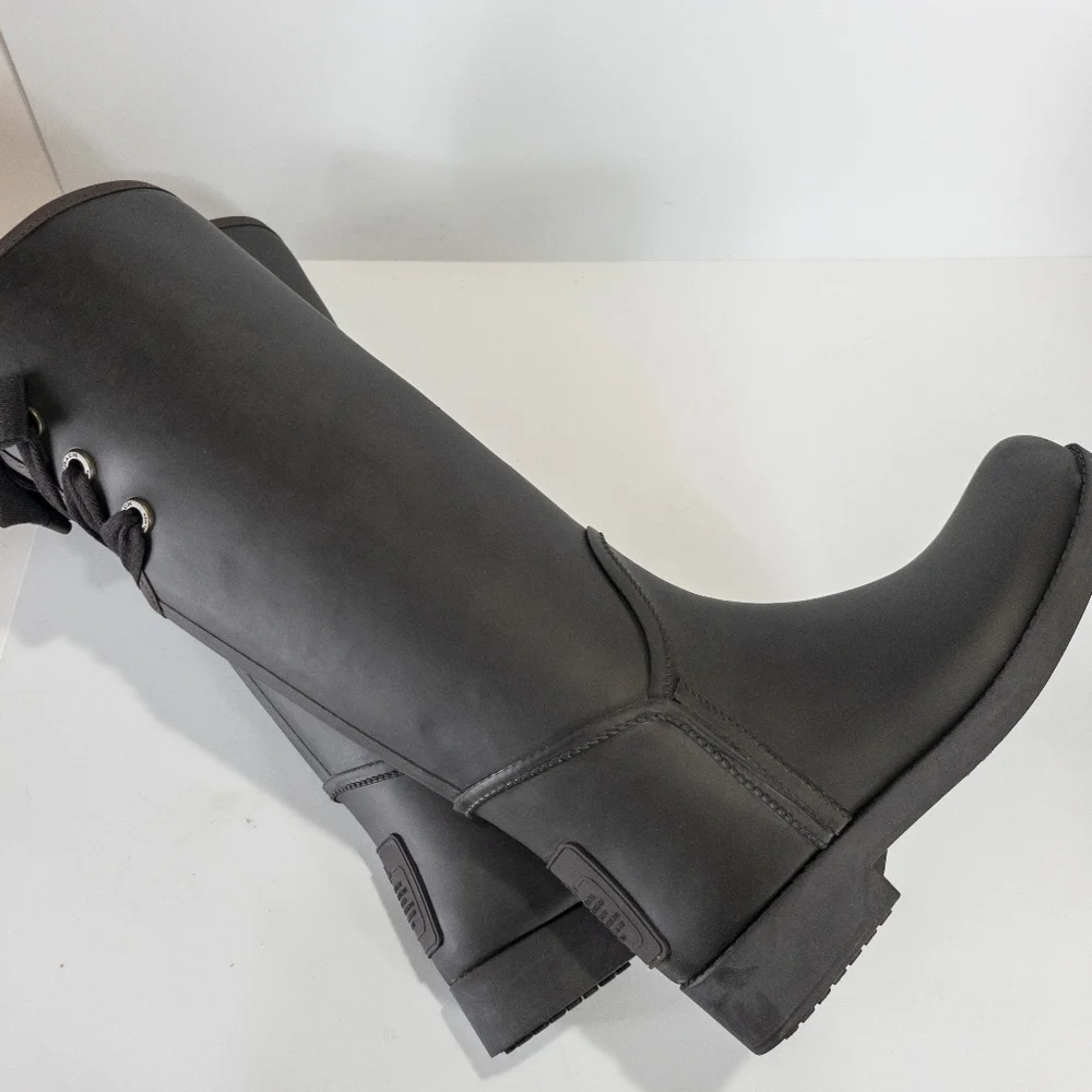 Coach Tristee Matte Rubber Rain Boots Buck Brown -5 - Picture 4 of 5